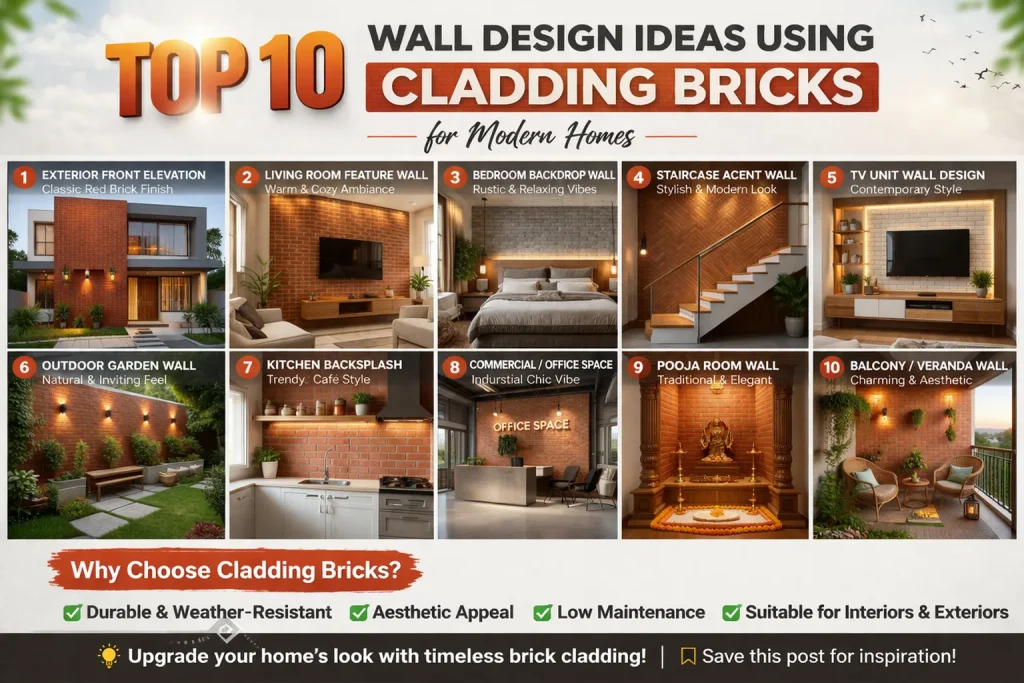 Top 10 Wall Design Ideas Using Cladding Bricks for Modern Homes