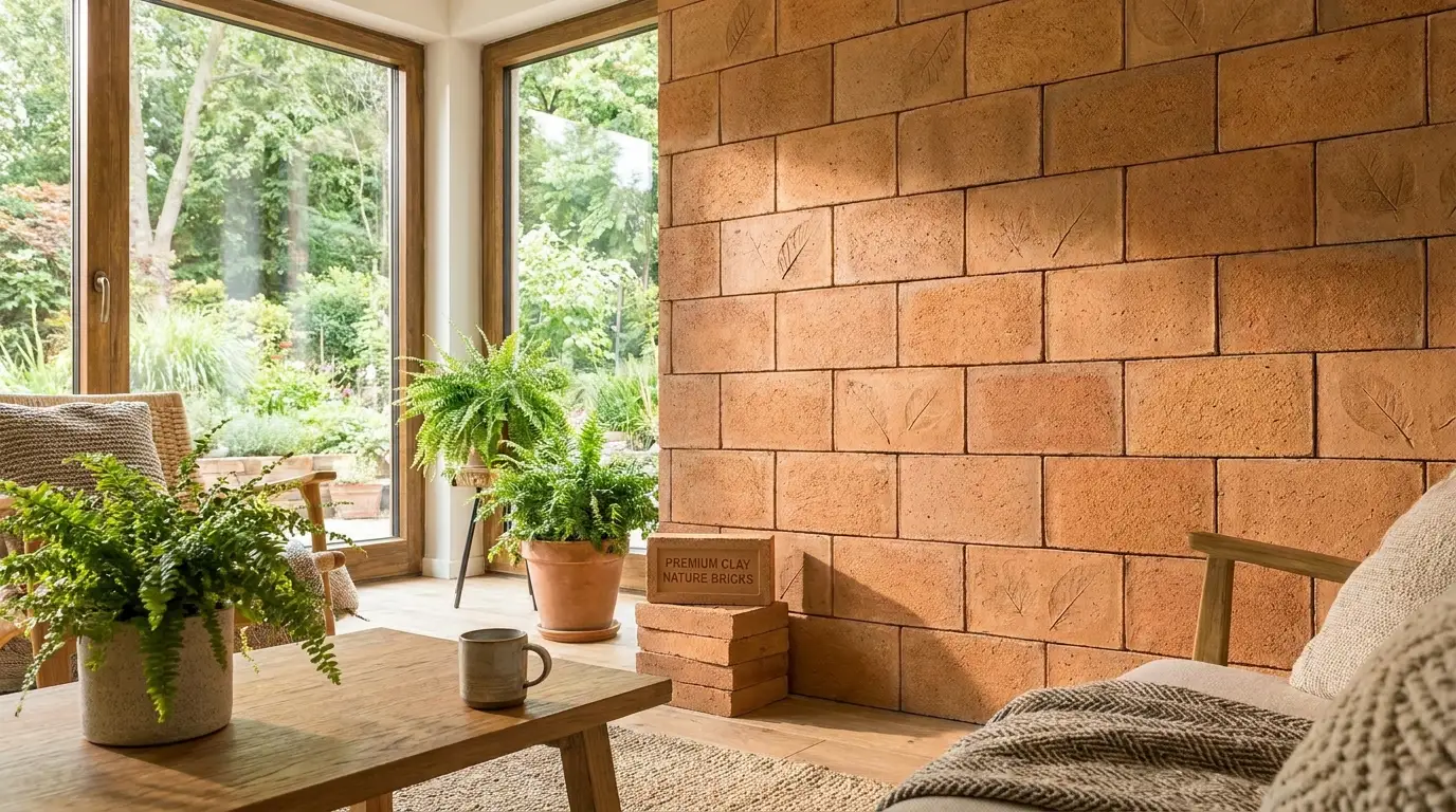 Premium clay nature bricks used for a warm natural wall finish