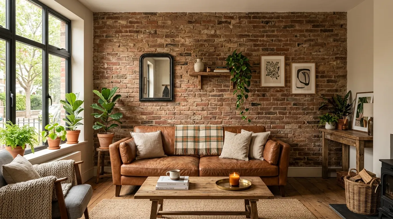 Timeless rustic brick wall design creating a warm architectural space