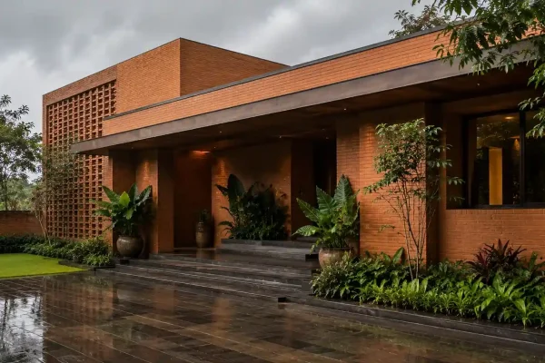 Durable cladding brick exterior designed for Gujarat homes during monsoon weather